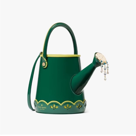 ♠️kate spade Harvest Time Watering Can Patent Fabric Crossbody, Green Multi NWT - Picture 3 of 16